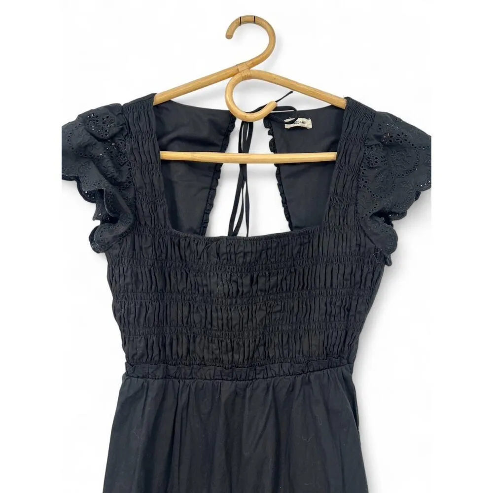 Jason Wu | S | Midi Dress Ruffle Tiered Eyelet Flutter Sleeve Sundress Smocked - Image 4