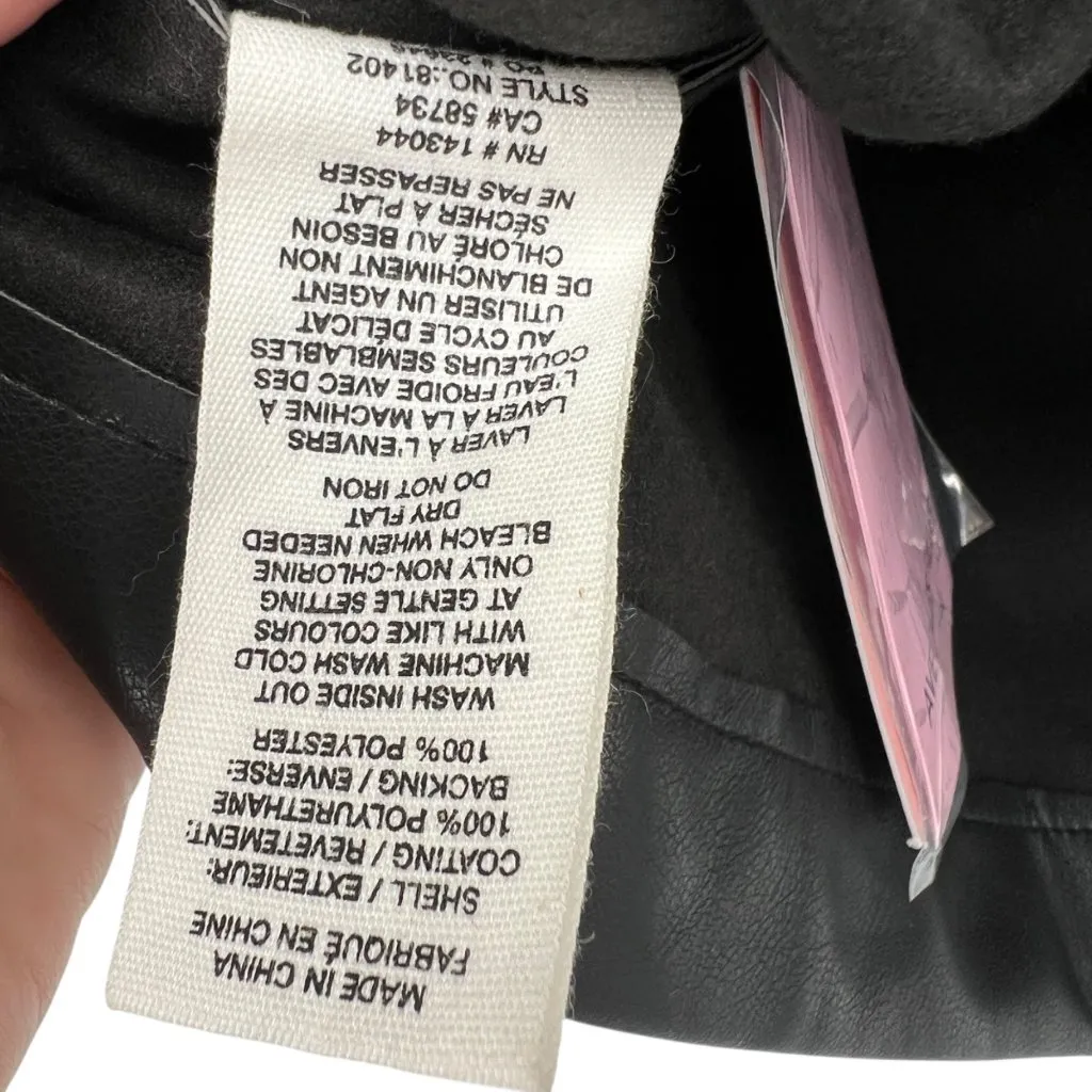 Avec Les Filles Faux Leather Short Sleeve Black Blouse Size XL NWT - Image 7