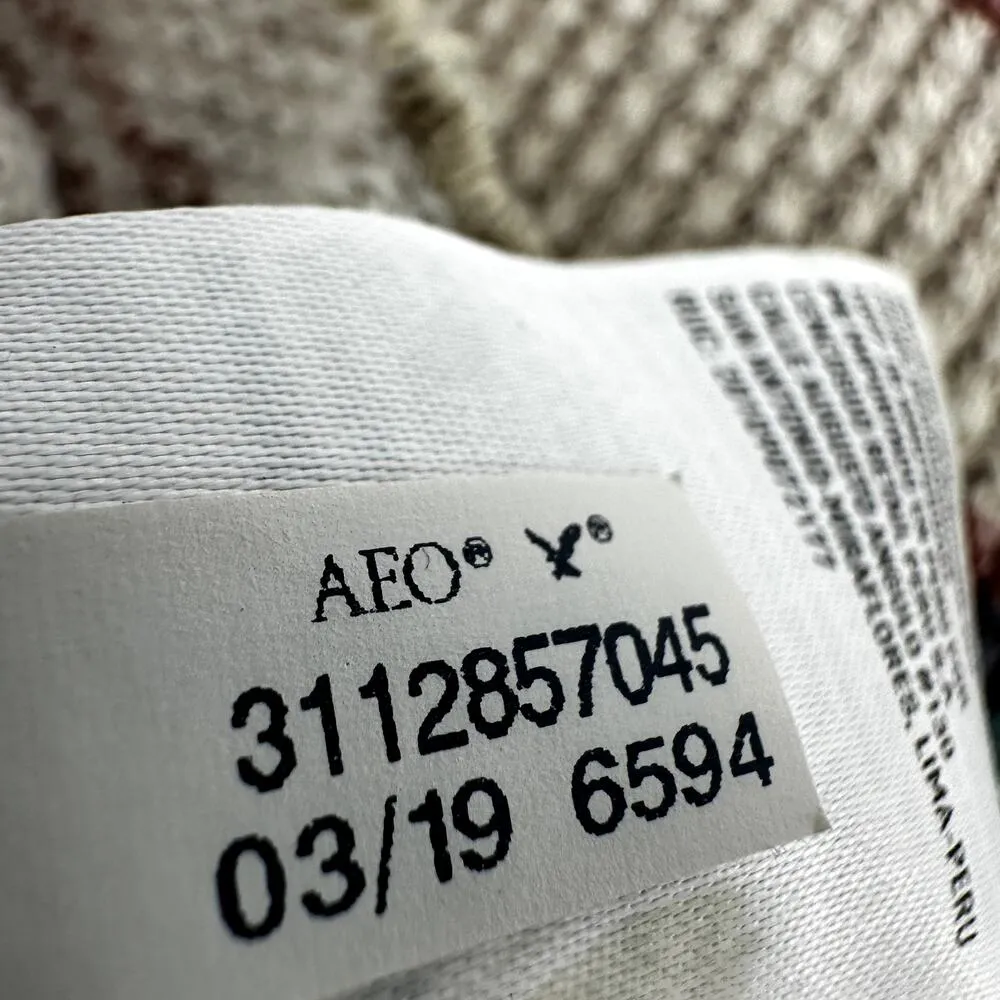 American Eagle Outfitters Striped T Shirt Waffle Knit Lettuce Hem Crew Neck XS Red - Image 5