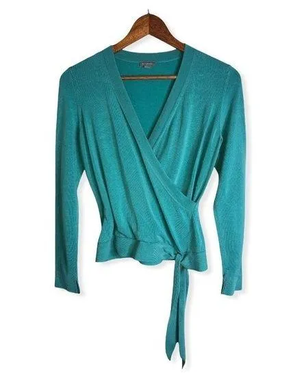 Ann Taylor Silk Blend Faux Wrap Long Sleeve Sweater - Image 3