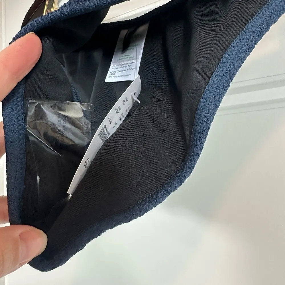 J.Crew Women’s Textured curved-waist cheeky bikini bottom in Midnight Blue NWT - Image 3