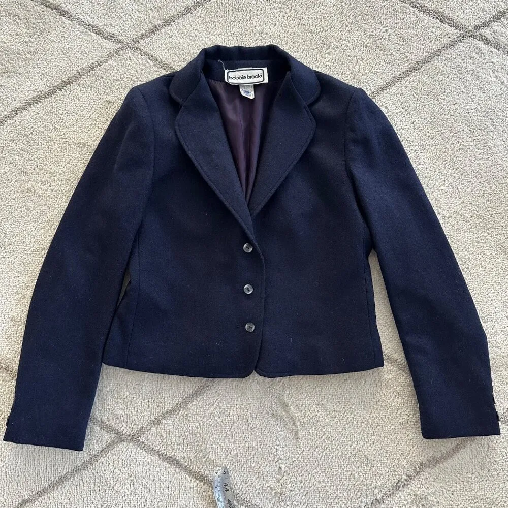 Vintage 60s/70s Bobby Brooks Wool Blend Cropped Navy Blazer Blue Size XS - Image 8