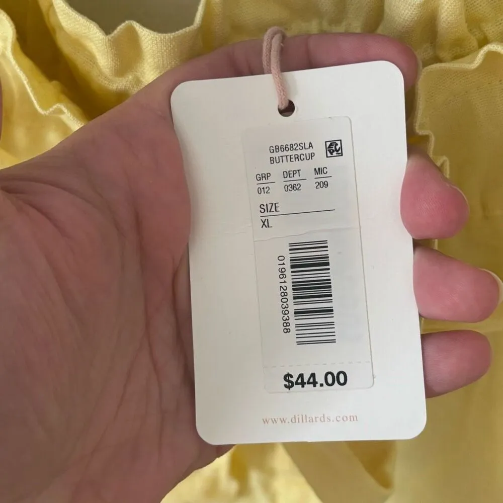 GB Gianni Bini Yellow Paper Bag Linen Shorts NWT Size XL‎ - Image 4