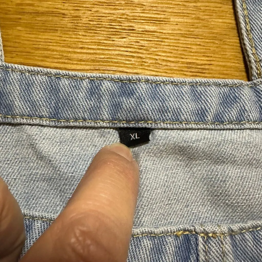 Floral Painted Denim Overalls 🌼 xl Blue - Image 3