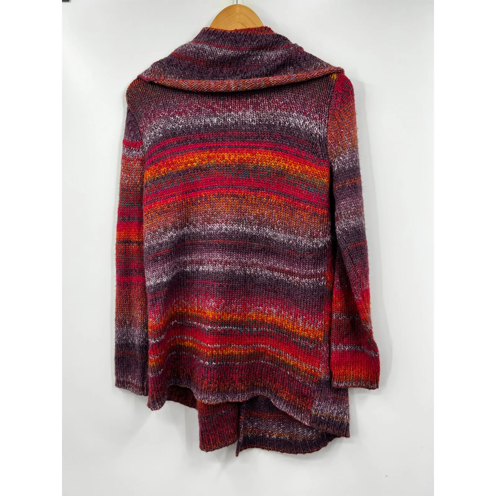 J. Jill Sweater Womens Burgundy Stripe Wool‎ Blend Knit Cardigan Size Small - Image 8