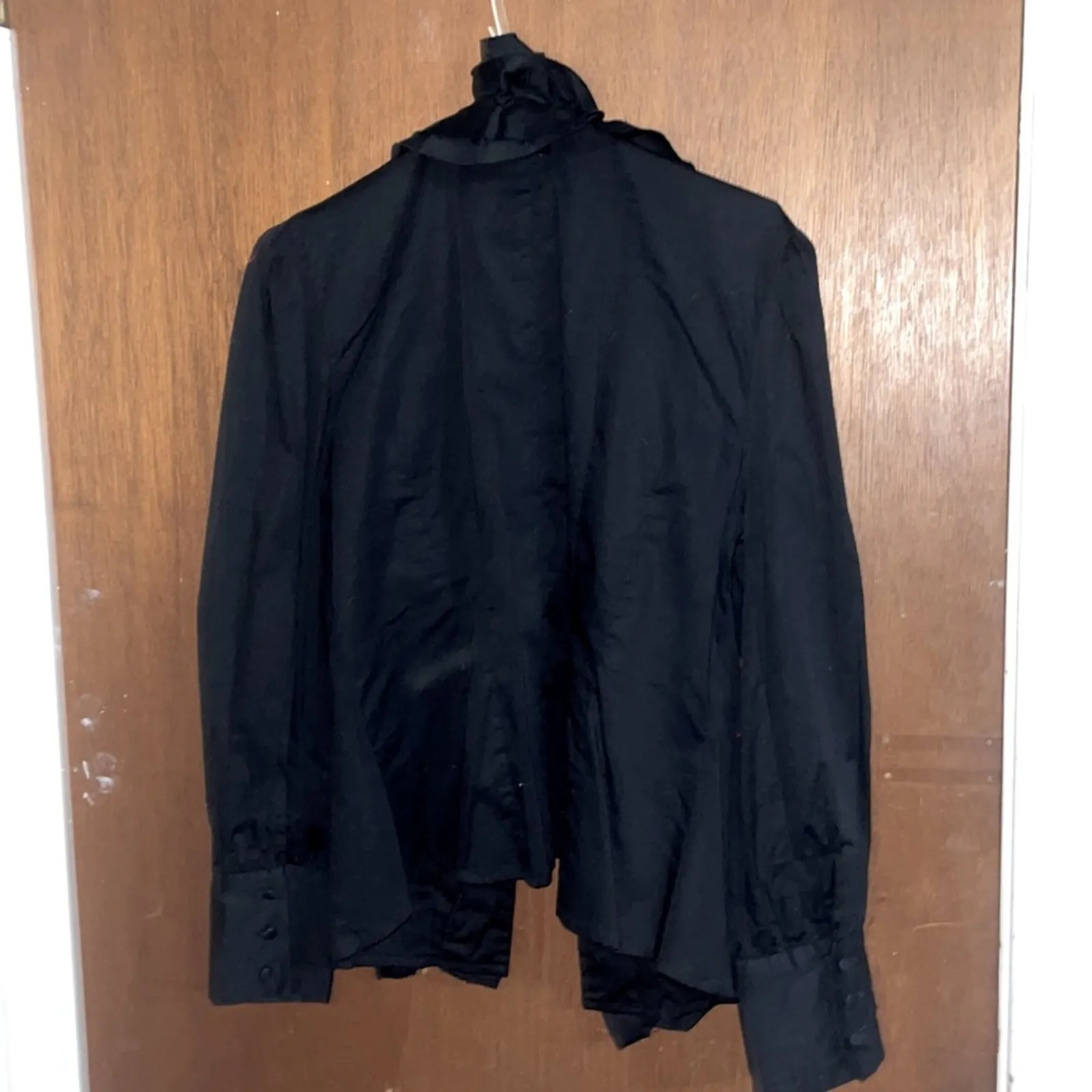 Black Y2K ruffle steampunk button shirt Size M - Image 5