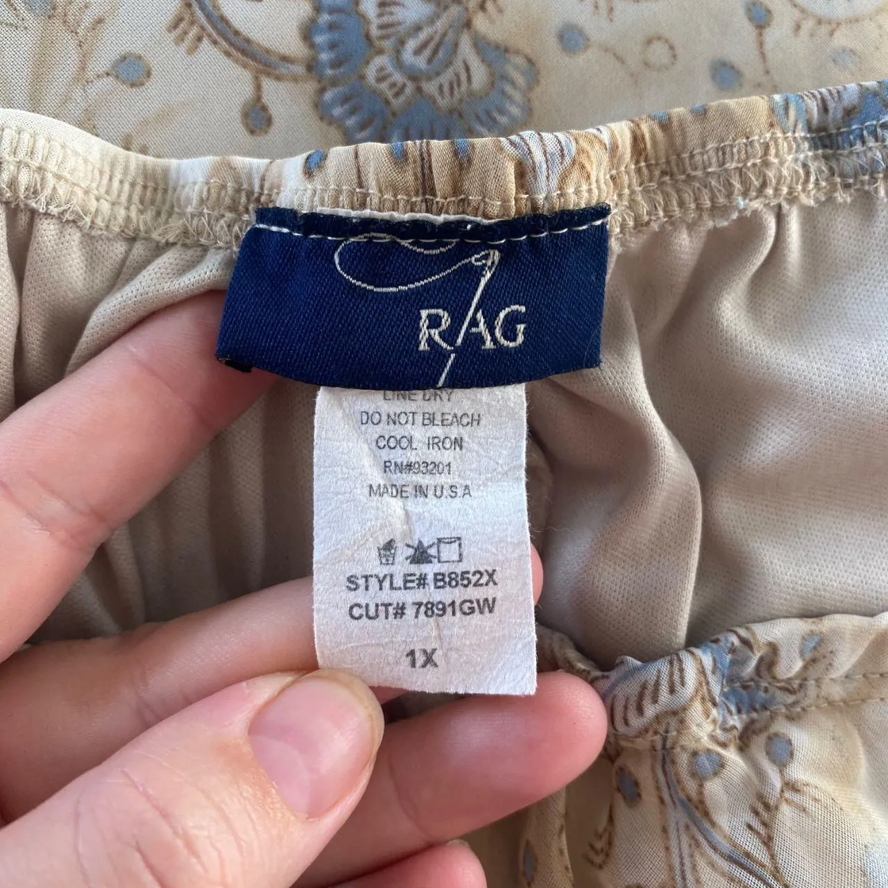 RAG Romantic Whimsical Cream Tan Mesh Blue Floral Maxi Skirt Plus Size 1X - Image 7