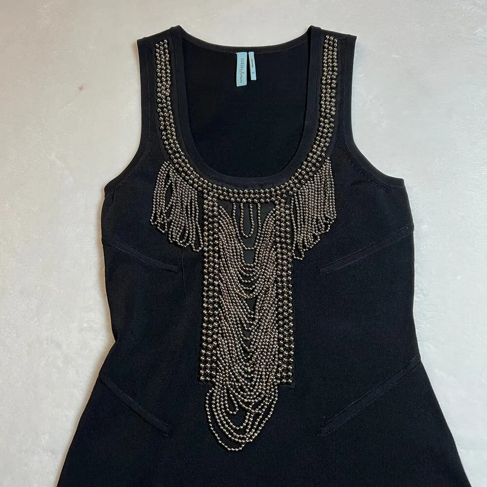 Guess by Marciano Sleeveless Scoop Neck Beaded Cocktail Dress Size X-Small Y2K - Image 5