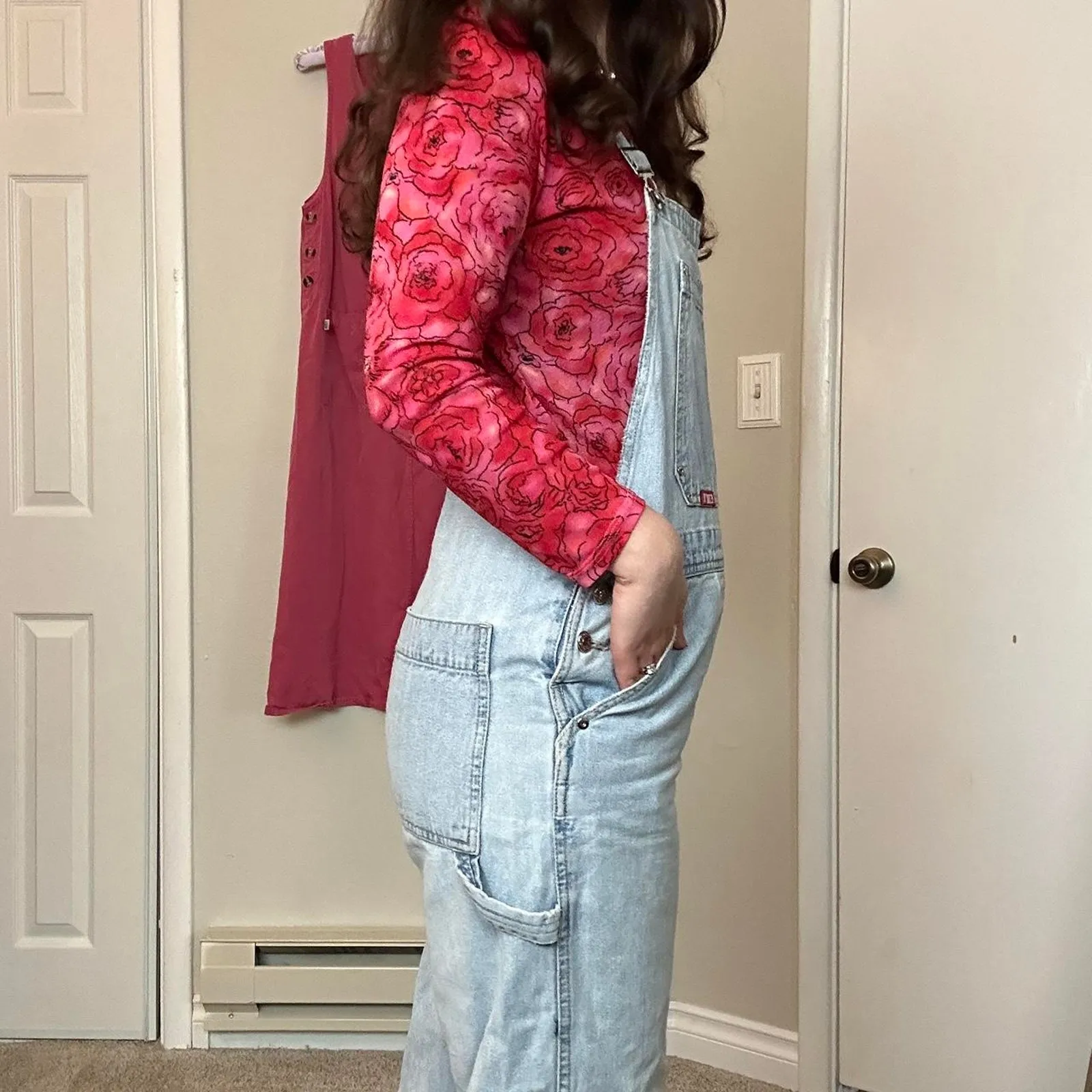 true 90s M vintage ETHYL Light wash denim overalls relaxed fit Cargo Workwear Blue Size M - Image 2