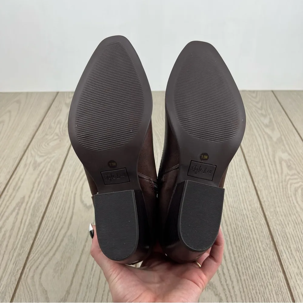 Style & Co Women's Perriee Western Ankle Booties 7.5M Chocolate Brown Smooth $80 - Image 8