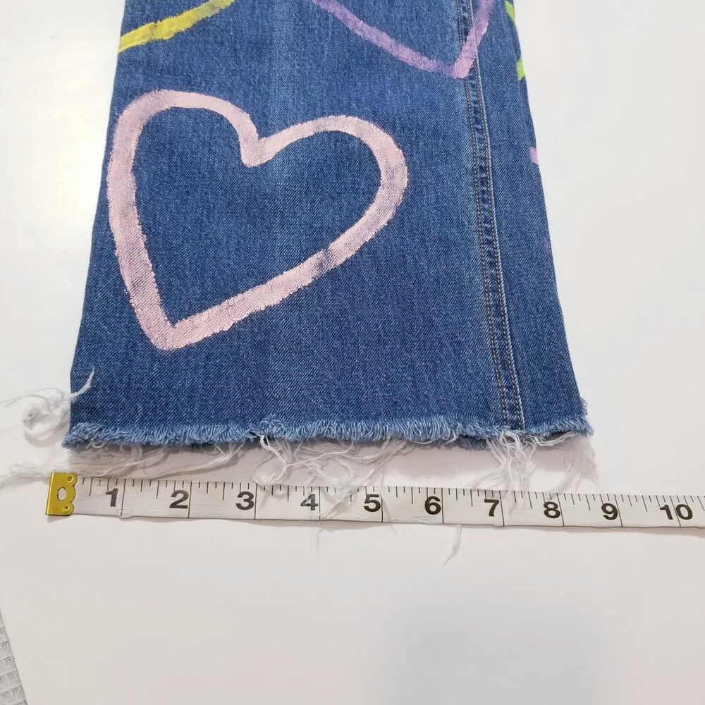 Rag & Bone Ruth Super High Rise Straight Cargo Baggy Jeans Hearts Print Grunge - Image 8