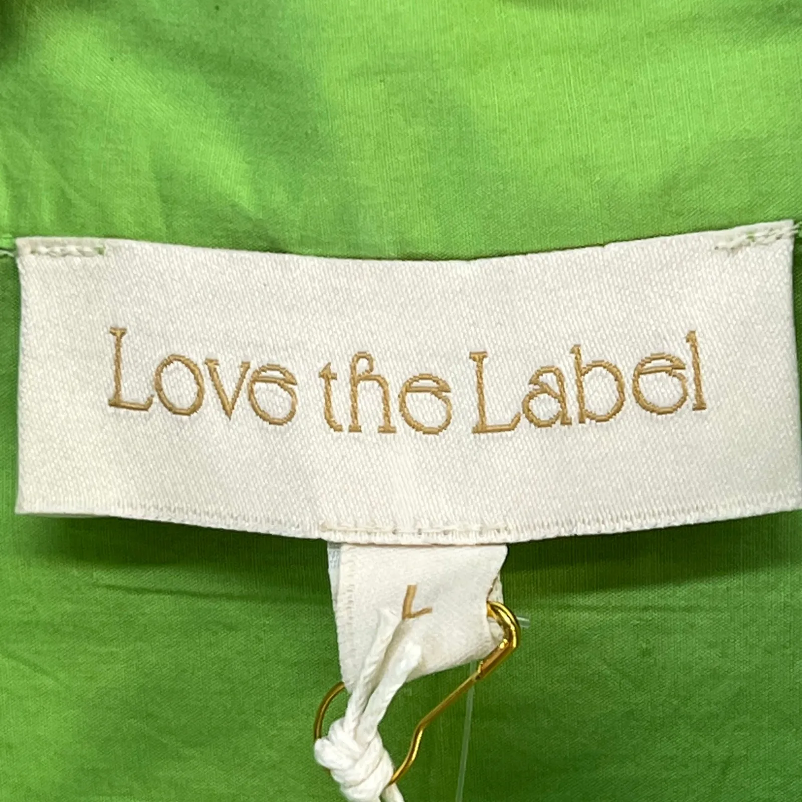 Love The Label Cassia Blouse Womens L Kiwi Green Embroidered Eyelet Boho Chic Size L - Image 14