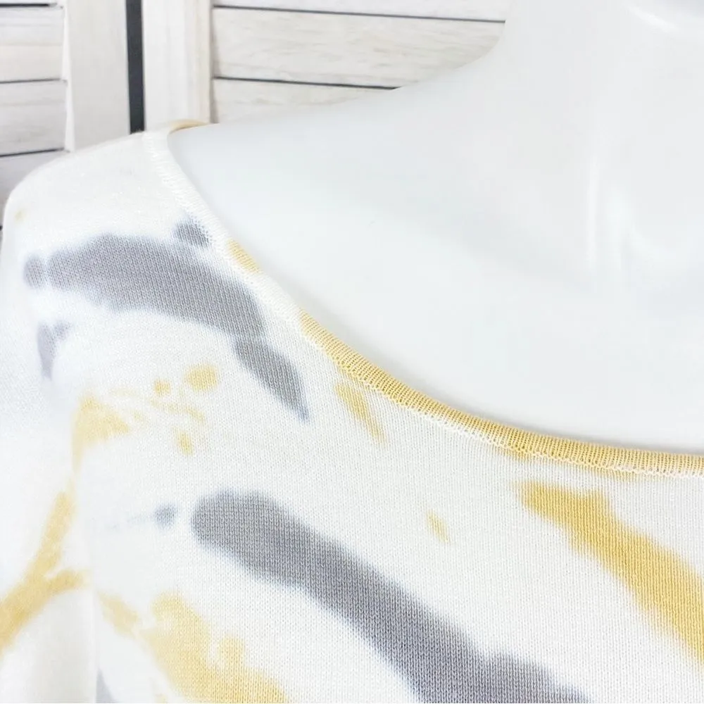 Cato Tie Dye V Back‎ Tunic Sweater Dress White Yellow Gray XL - Image 5