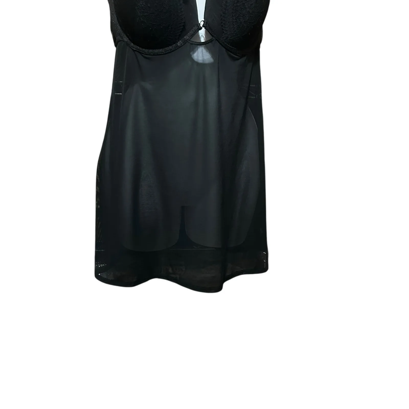 Auden Women Babydoll Lace‎ Lingerie Slip XL Black Sheer Romantic Goth Boudoir - Image 9