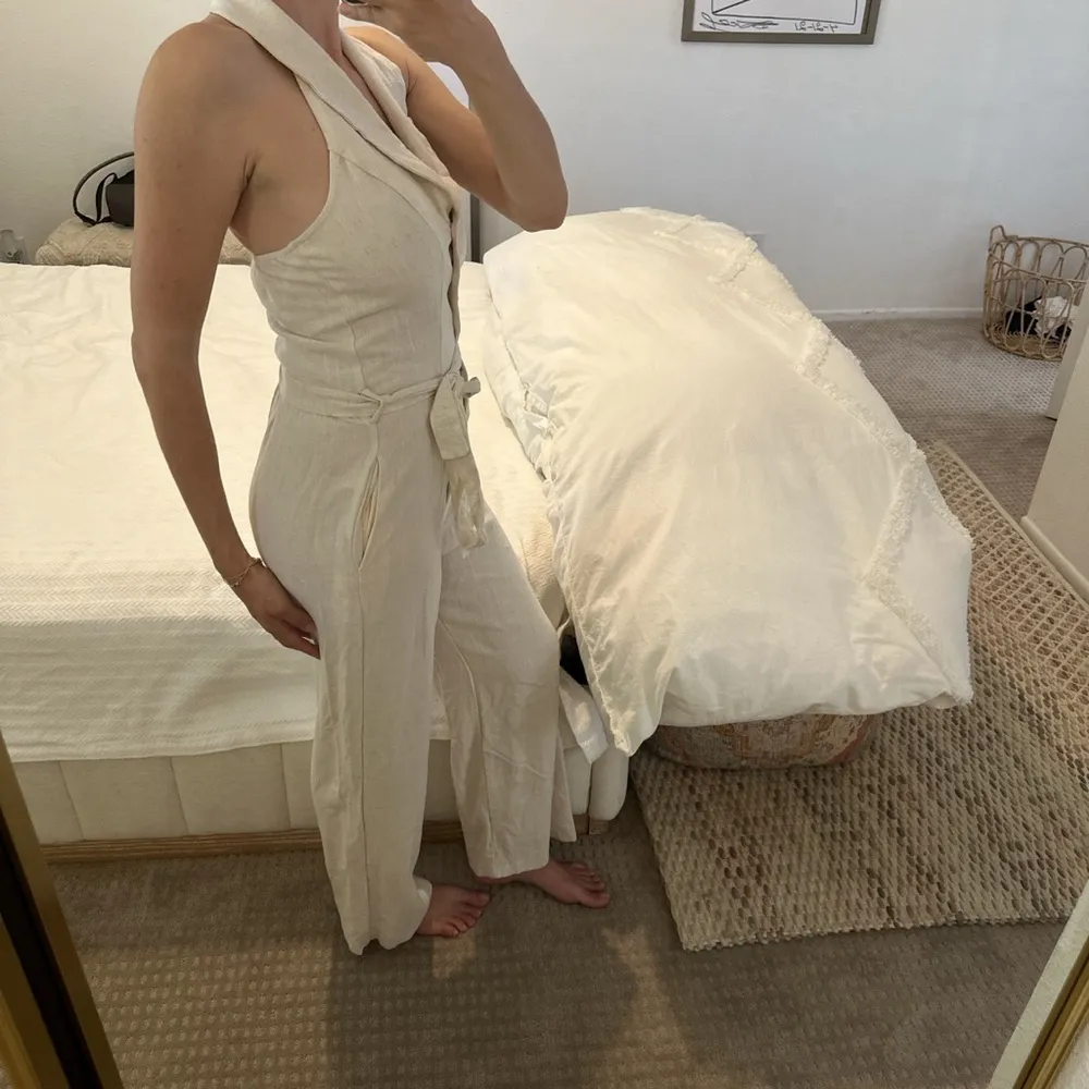 One piece jumpsuit halter top open back casual daywear coastal California - Image 2