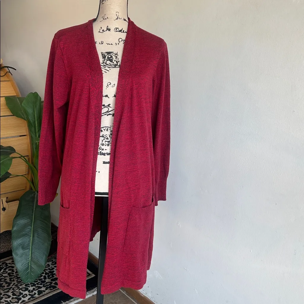 d&co Denim & Company Long Length Open Cranberry Cardigan Size XLPetite Purple - Image 3