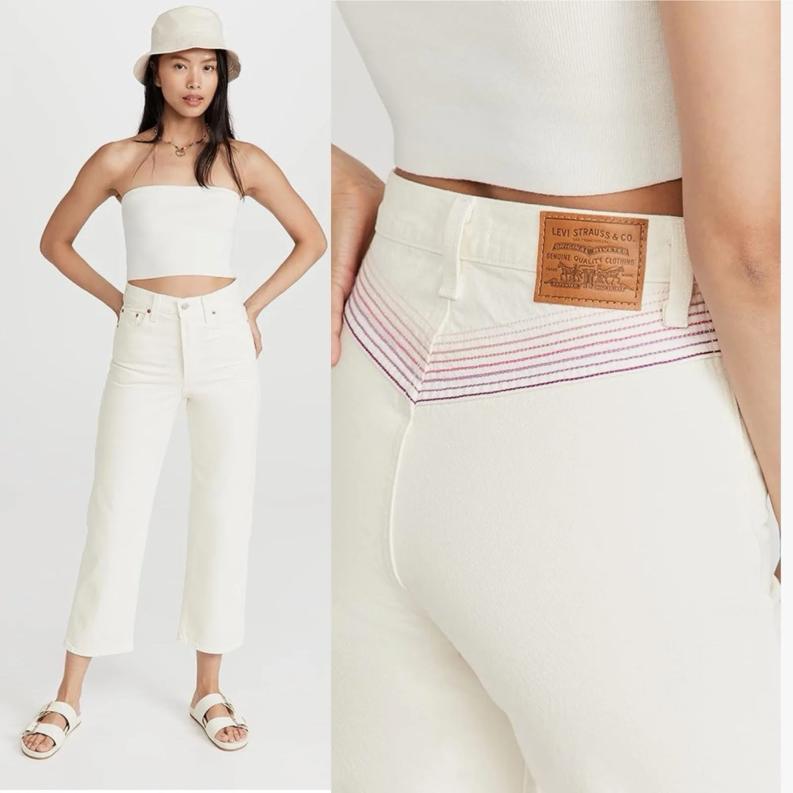 Levi's Ribcage Straight Ankle Jeans Chasing Rainbows Size 28 Coastal Festival - Image 2