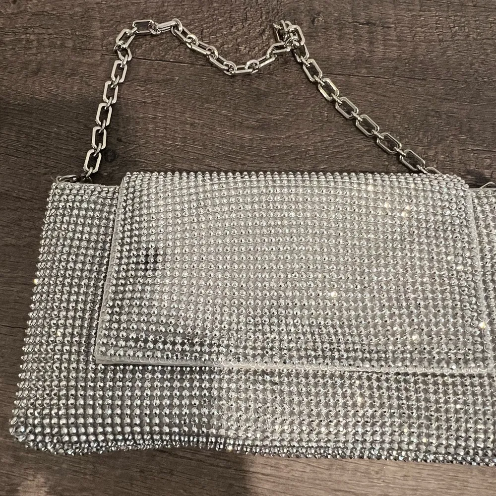 INC International Concepts Silver Rhinestone Clutch - Image 2