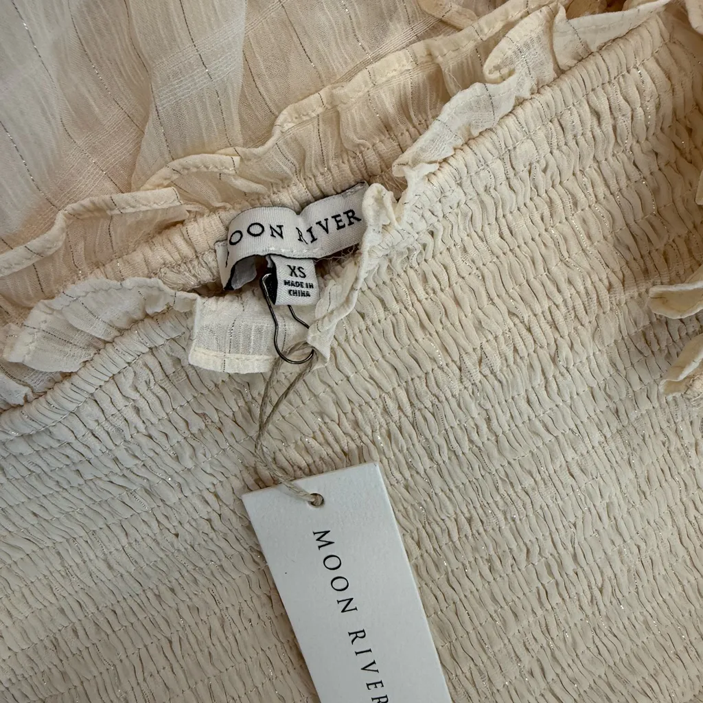 Moon River‎ Cream Maxi Dress Size xs - Image 6