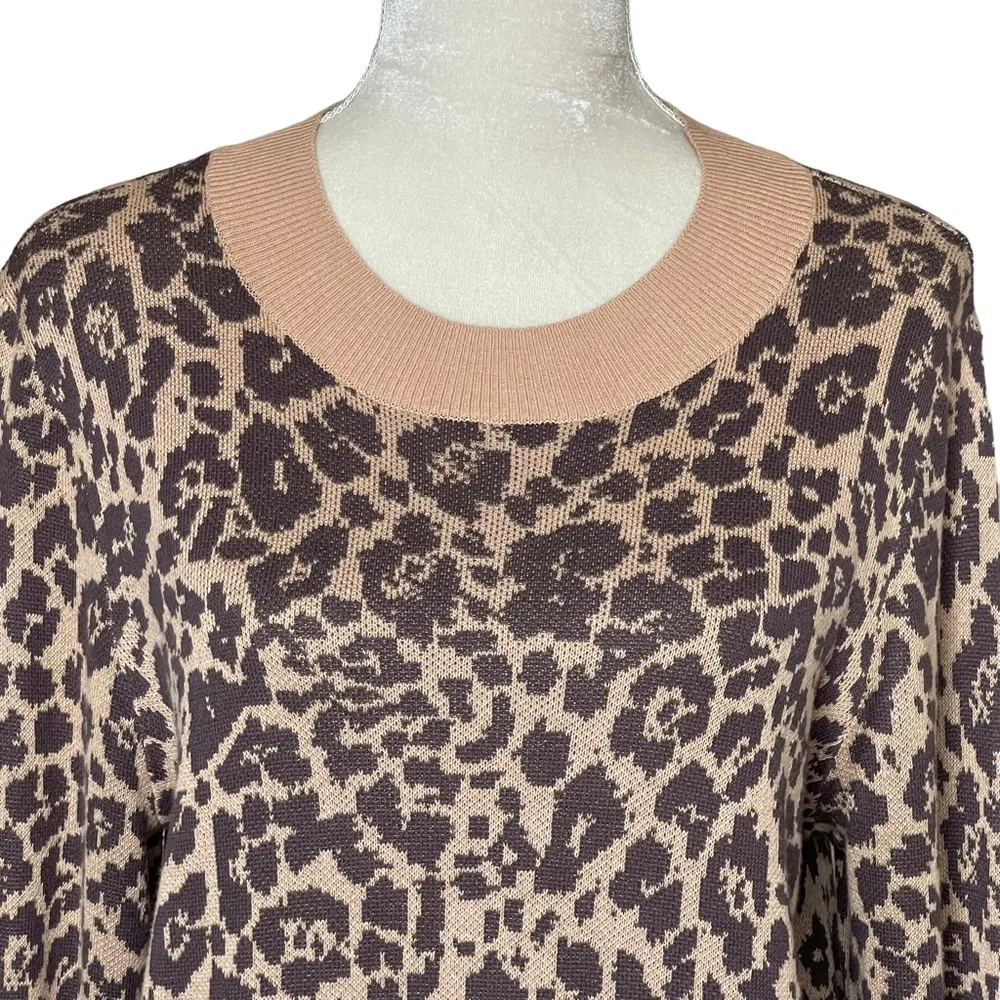 Express Women’s Animal Print Sweater Size XL Leopard Cheetah Long Sleeves - Image 2