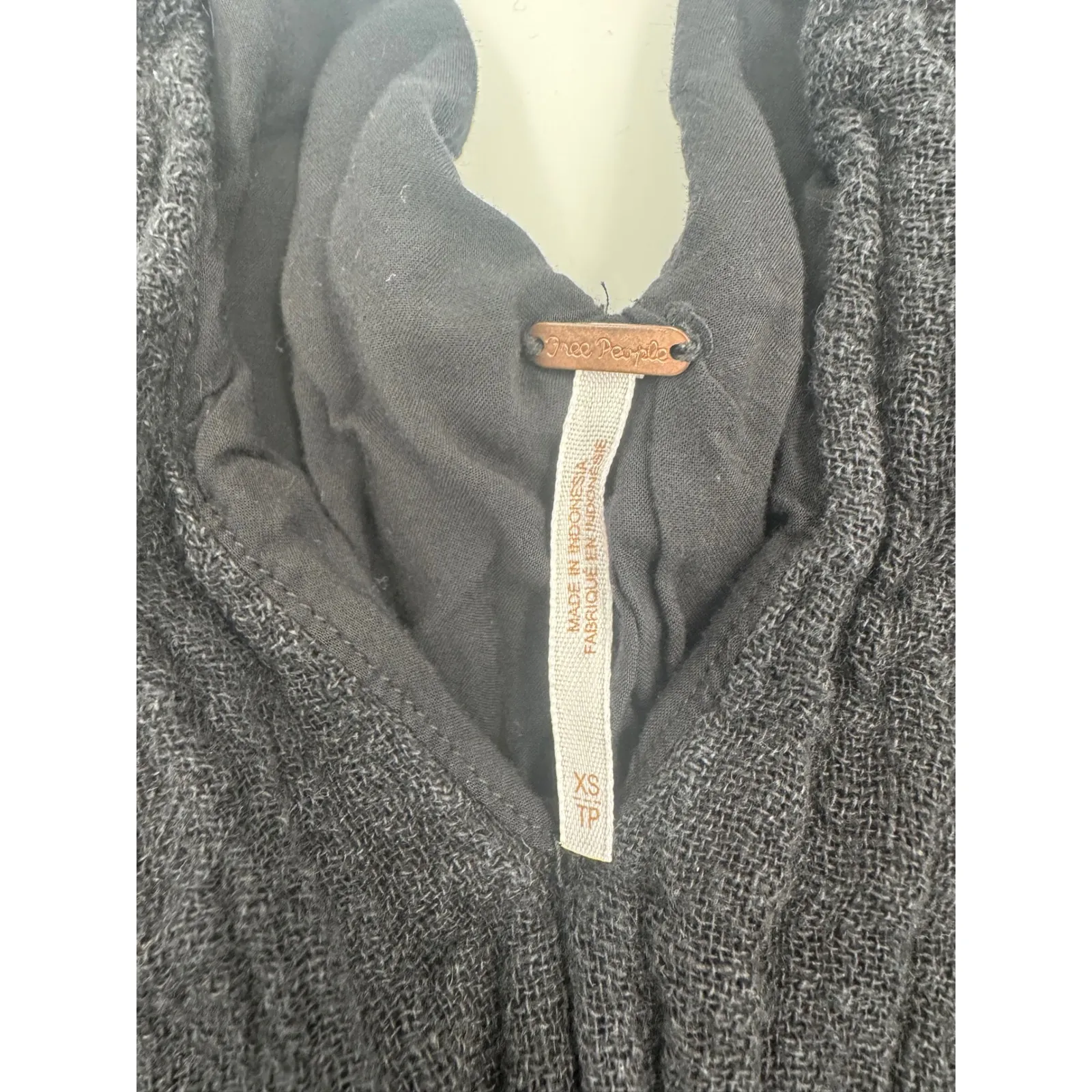 Free People XS Black Smooth Sailing Mini Dress Linen Gauze Fabric Big‎ Pockets - Image 5