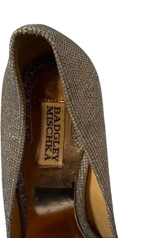 Badgley Mischka Humbie Peeptoe Platform Heels in Sparkly Silver - Image 5