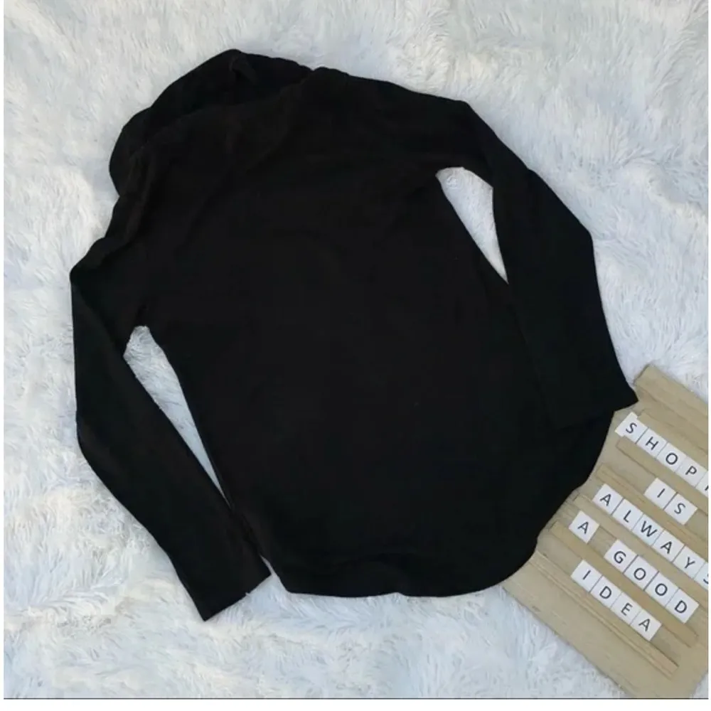 Pink Rose Cowl Neck Soft Top sz Small black long sleeve sweater shirt drawstring - Image 6