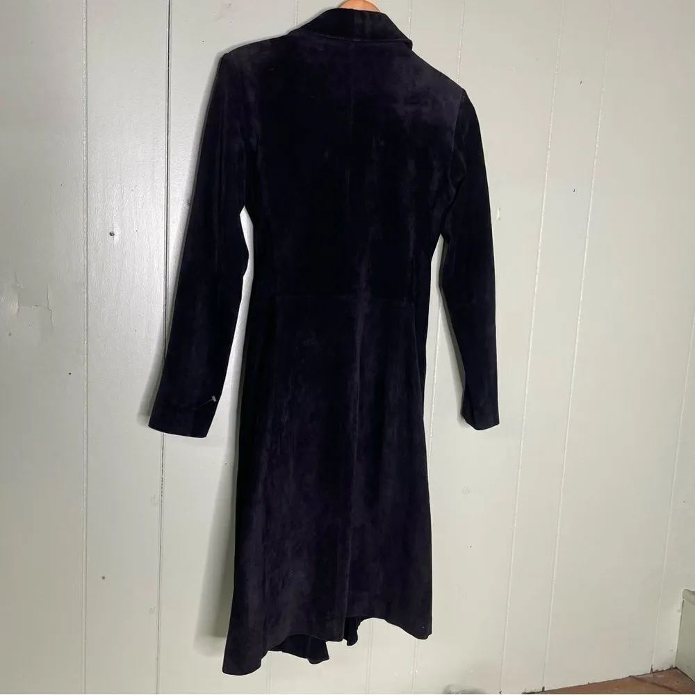 Vintage Margaret‎ Godfrey Suede Ruffle Coat Long Maxi Duster Festival Boho 4 Black - Image 6