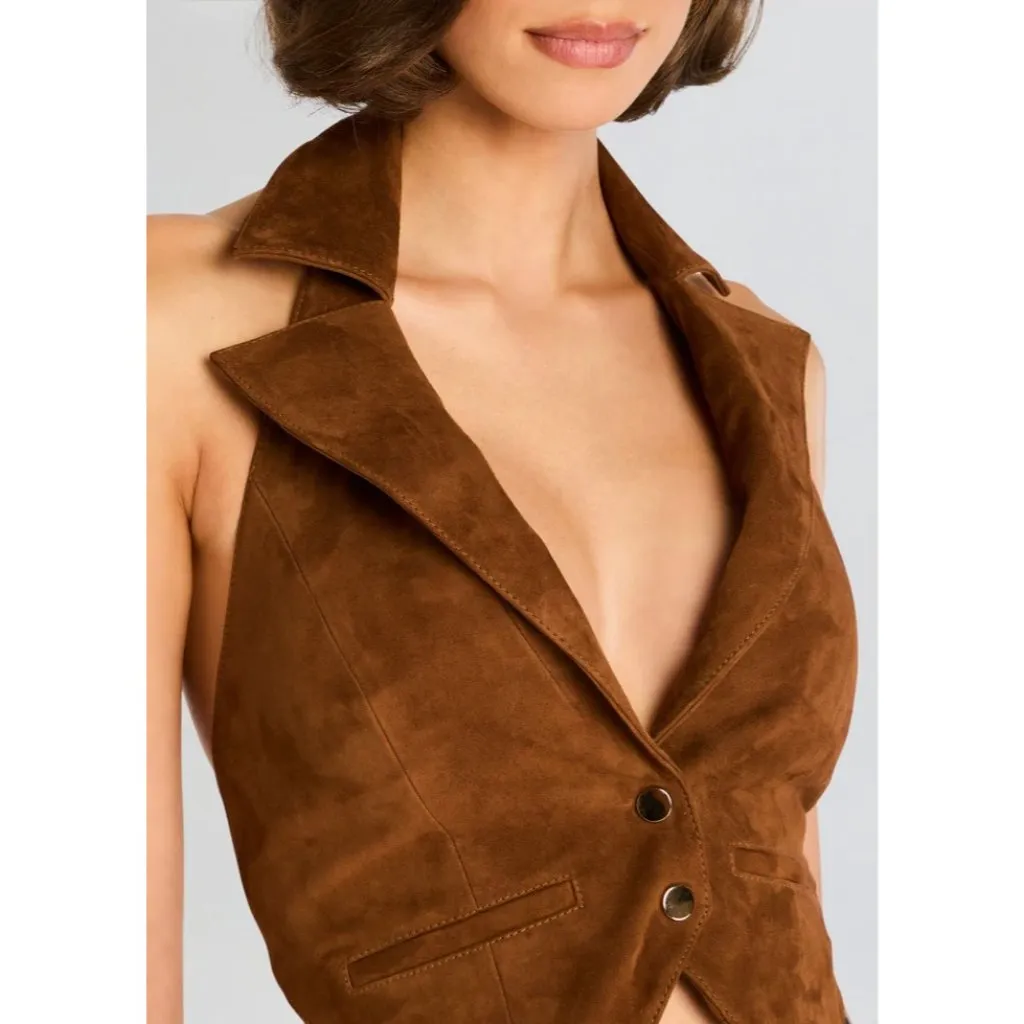 Retrofete Josephine Suede Vest in Cinnamon Large New Womens Sleeveless Top Brown - Image 12