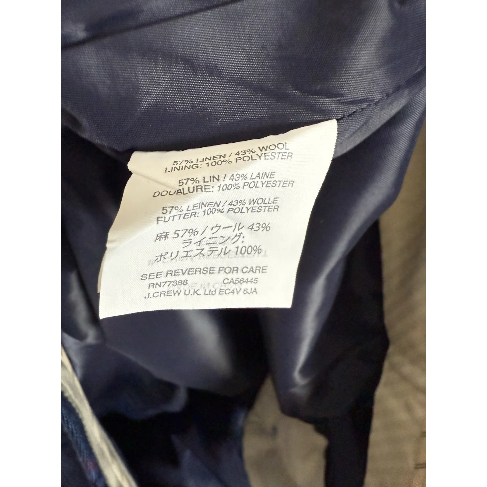 J. Crew Women’s Plaid Trouser Pants Size 2P Linen Wool Blend Blue Career - Image 4