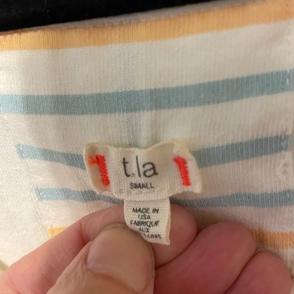 Anthropologie‎ Tla Ivory Short Sleeve Sweat Shirt Size Small - Image 2