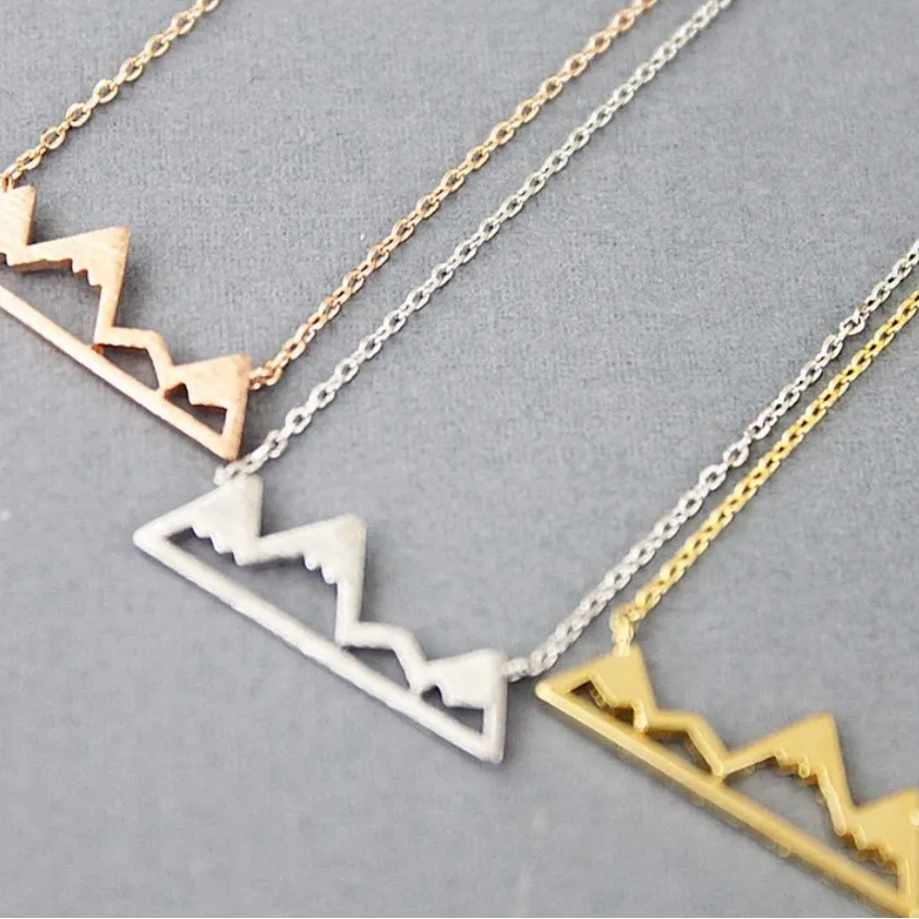 White Gold Plated Mountain Bar Pendant Necklace, 16-18”‎ - Image 8