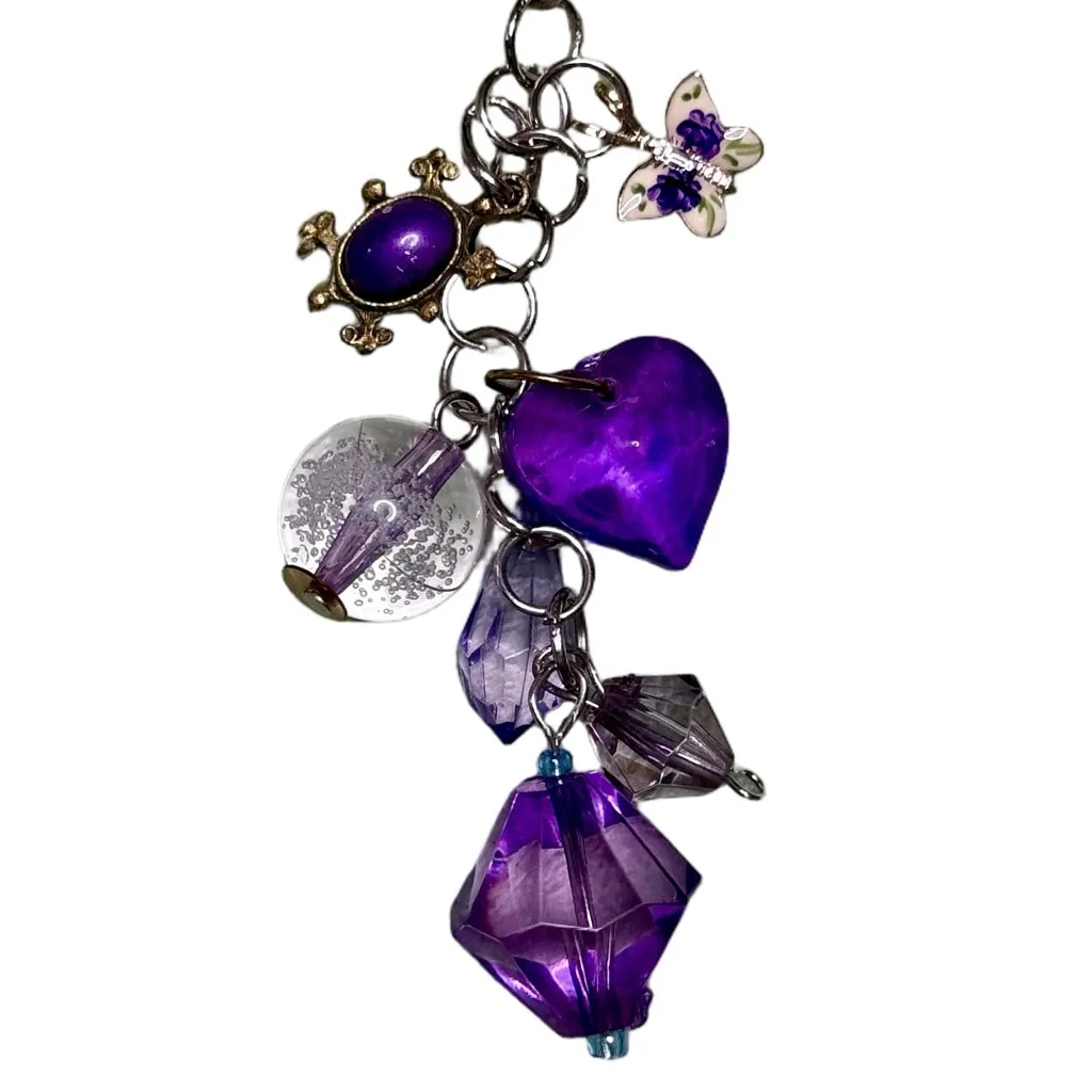 Purple Turtle Handmade Bag Charm Keychain | One of a Kind | Crystal Accessory - Image 2