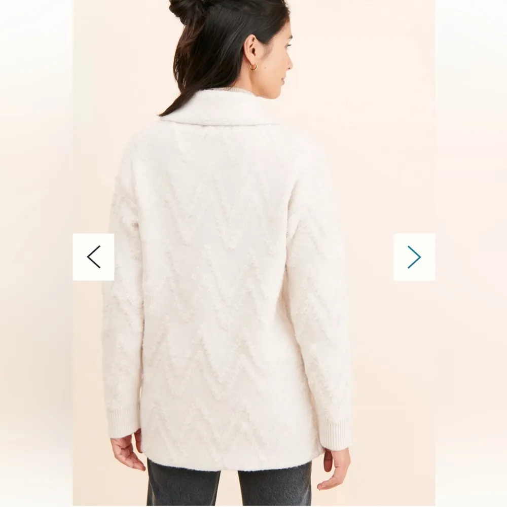 Anthropologie Flat White Knit Button-front Sweater Coat Jacket W1167 Sz M - Image 3
