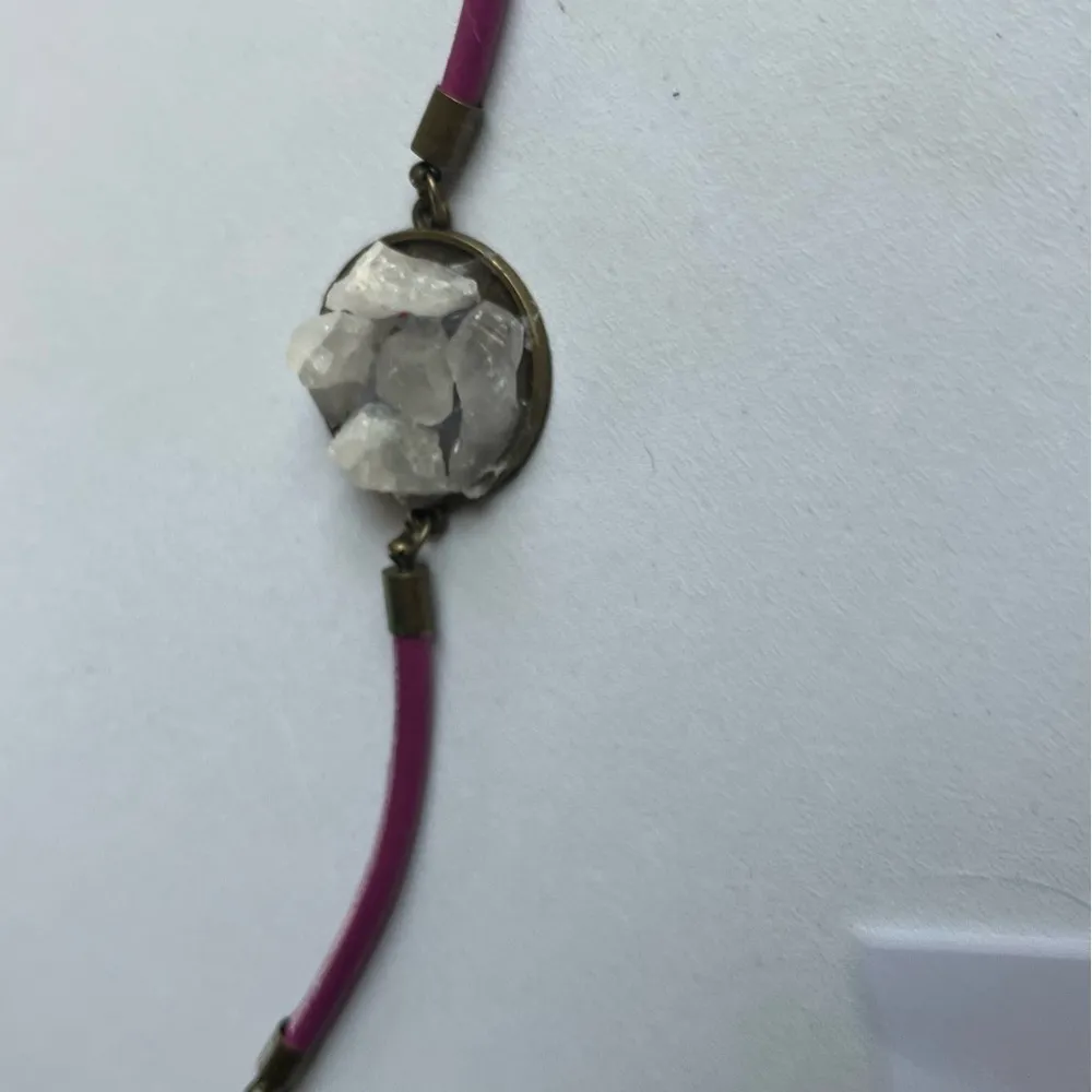 NEW Persephone Apothecary Quartz Pendant Pink Leather Band Bracelet Silver - Image 5