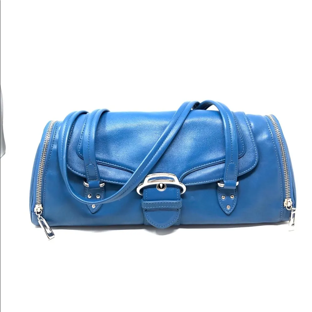 COLE HAAN royal blue roll shoulder bag - Image 2