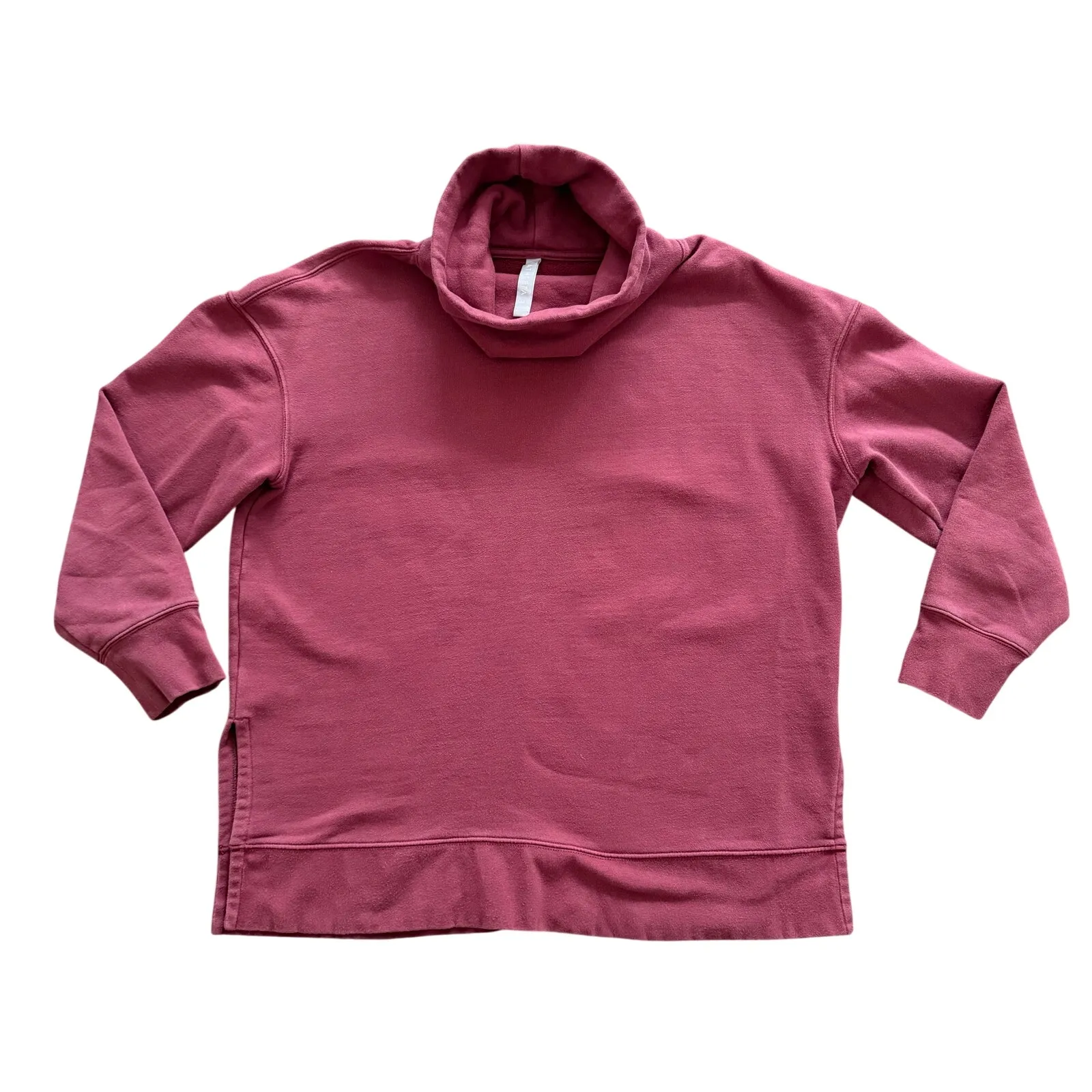 Athleta Funnel Neck Sweatshirt Top Maple Red Medium Sweats Side Slits Maroon - Image 5