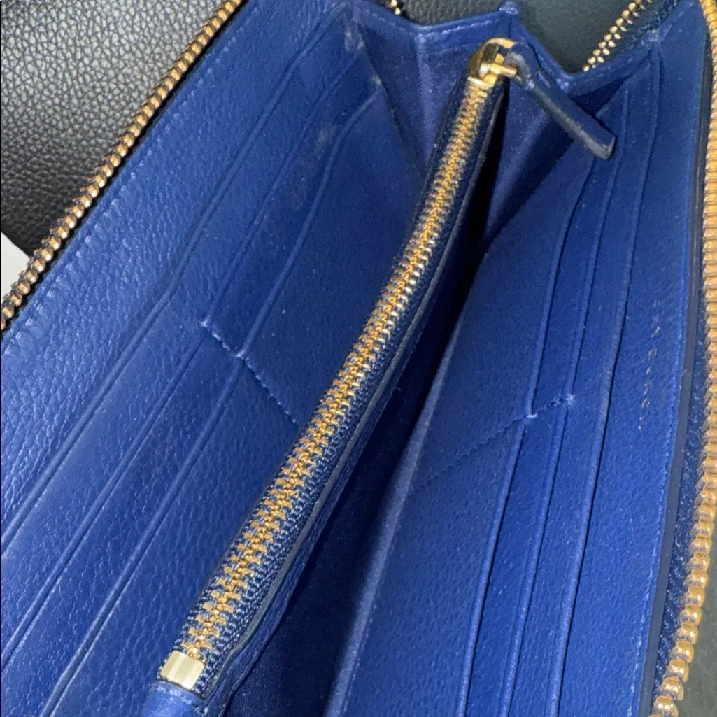 Tory Burch Royal Blue Leather Zip Continental Wallet - Image 2