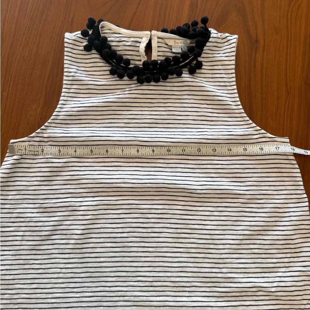BODEN Black/White Striped Pom Pom Sleeveless Swing Top Size 8 100% Cotton White - Image 9