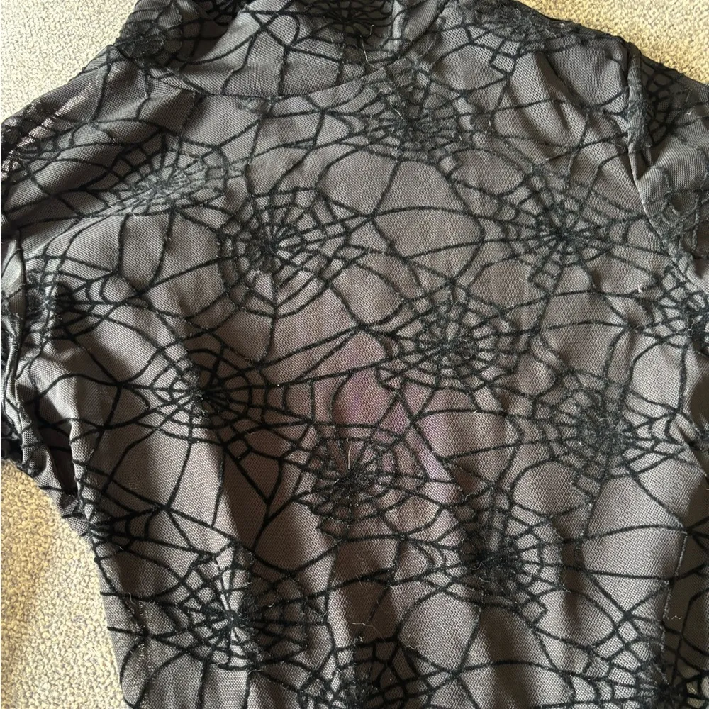 Boohoo Black Spider Web Mesh Bodysuit 6 NWT - Image 2
