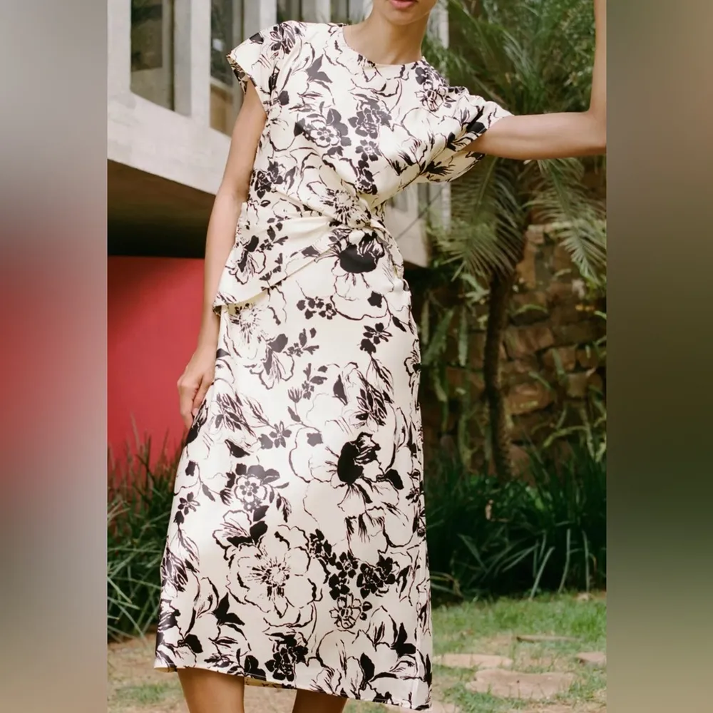 ZARA  satin print midi dress - Image 2