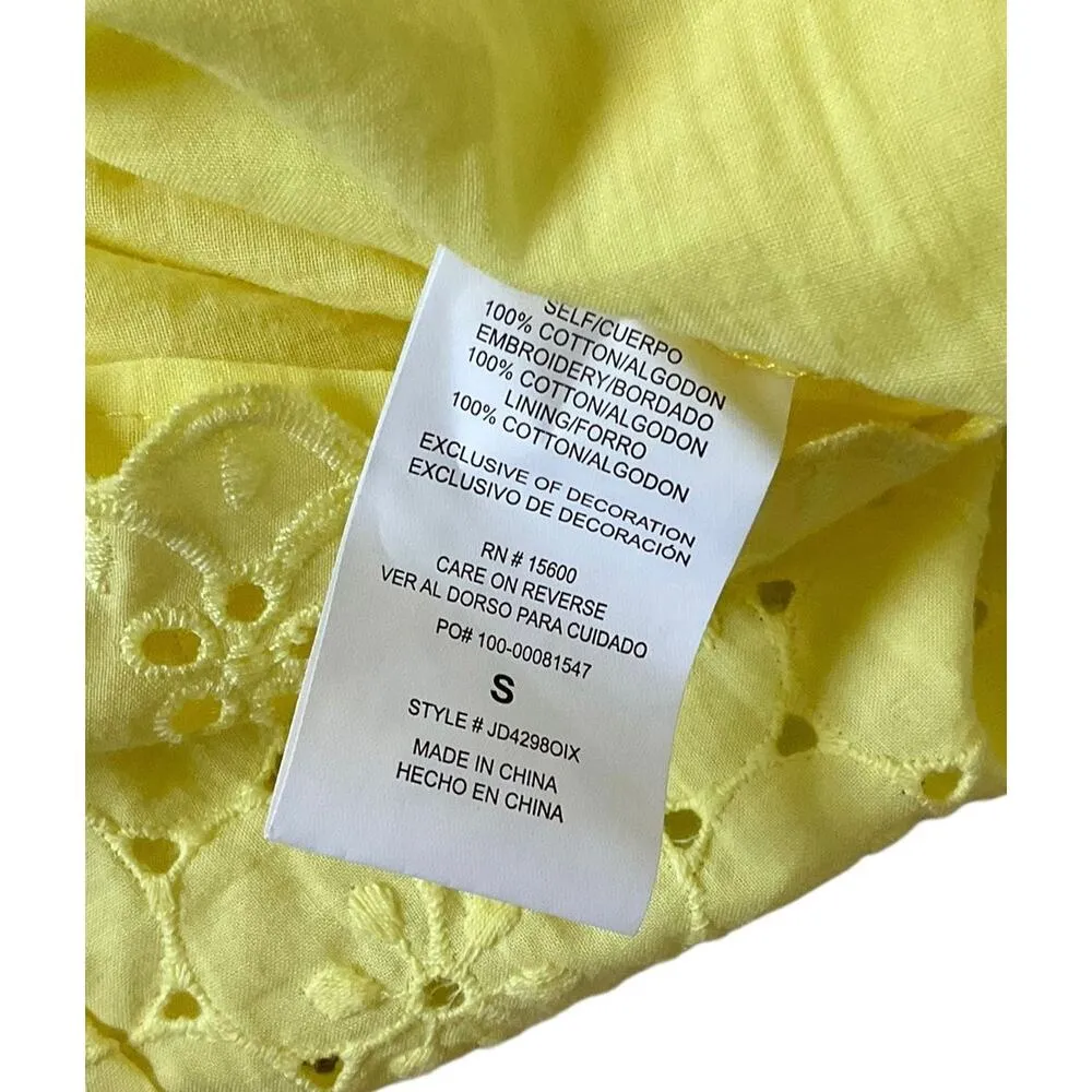 Jolt Yellow Eyelet V-neck Romper Dress Women's Size Small NWT | 1-5 - Image 6