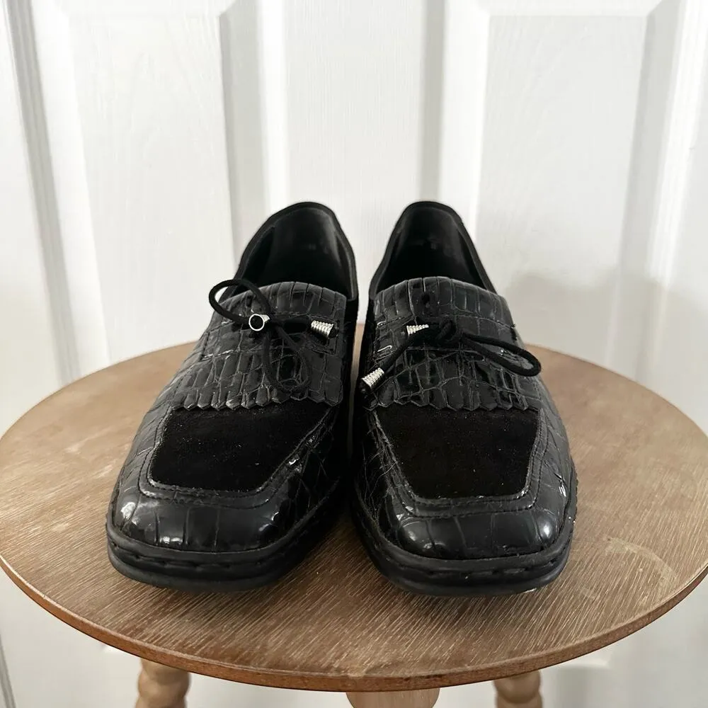 Ara Black Croc Embossed Rachel Slip On Loafer Low Comfort Wedge 7.5 G UK 10 US Size undefined - Image 3