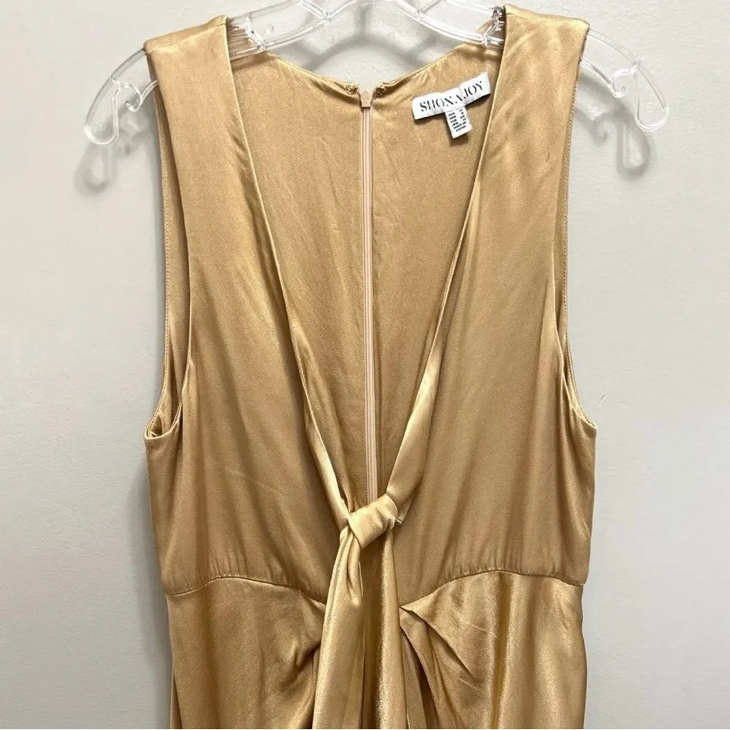 Shona Joy Felicity Sleeveless Plunge Tie Front Midi Maxi Dress in Porcini 8 - Image 4