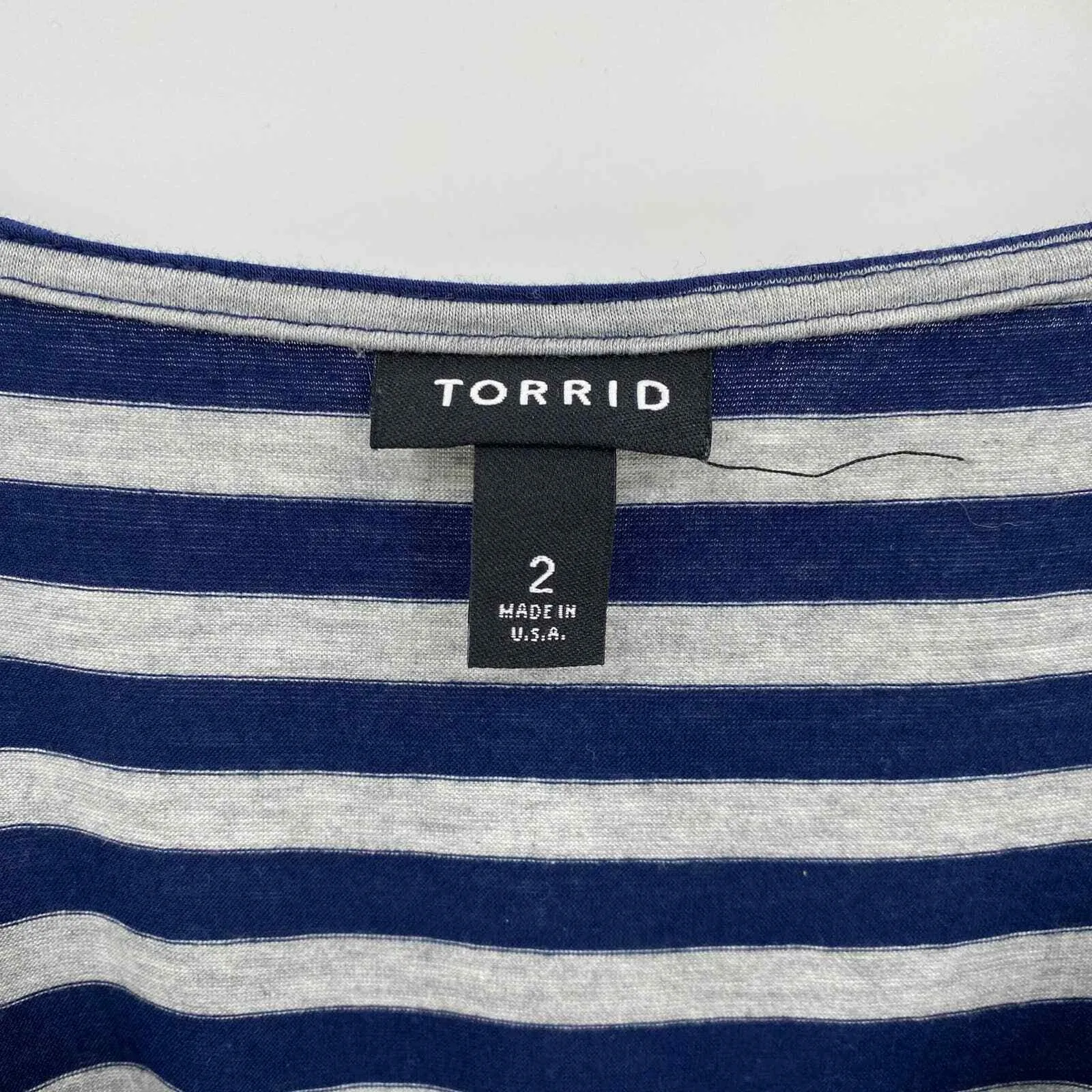 Torrid Dress Womens 2 18/20 2X Blue Gray Stripe Polyester Rayon Elastic Waist - Image 3