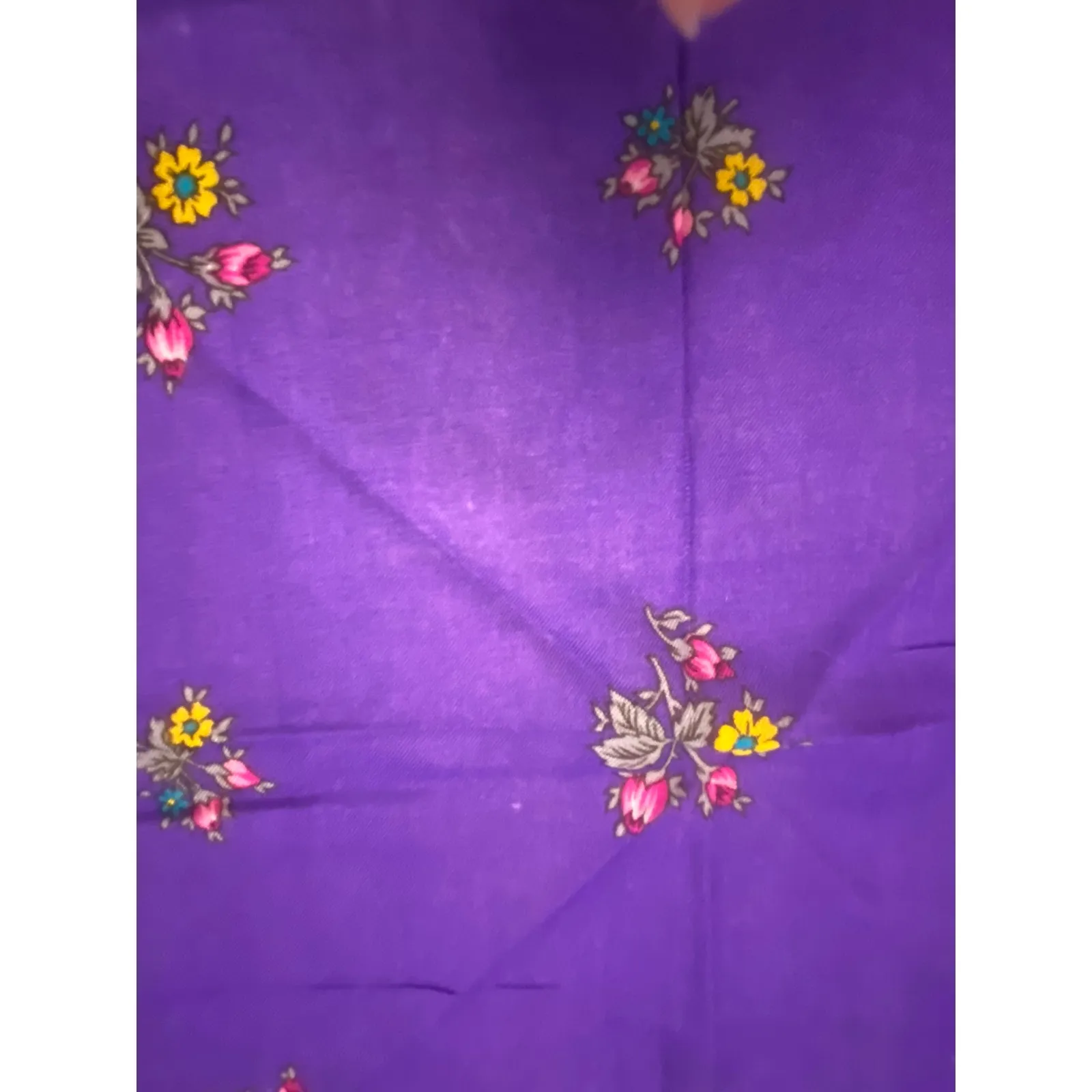 Vintage Glentex Purple Floral Bandana Scarf 100% Acrylic Japan 31” - Image 3