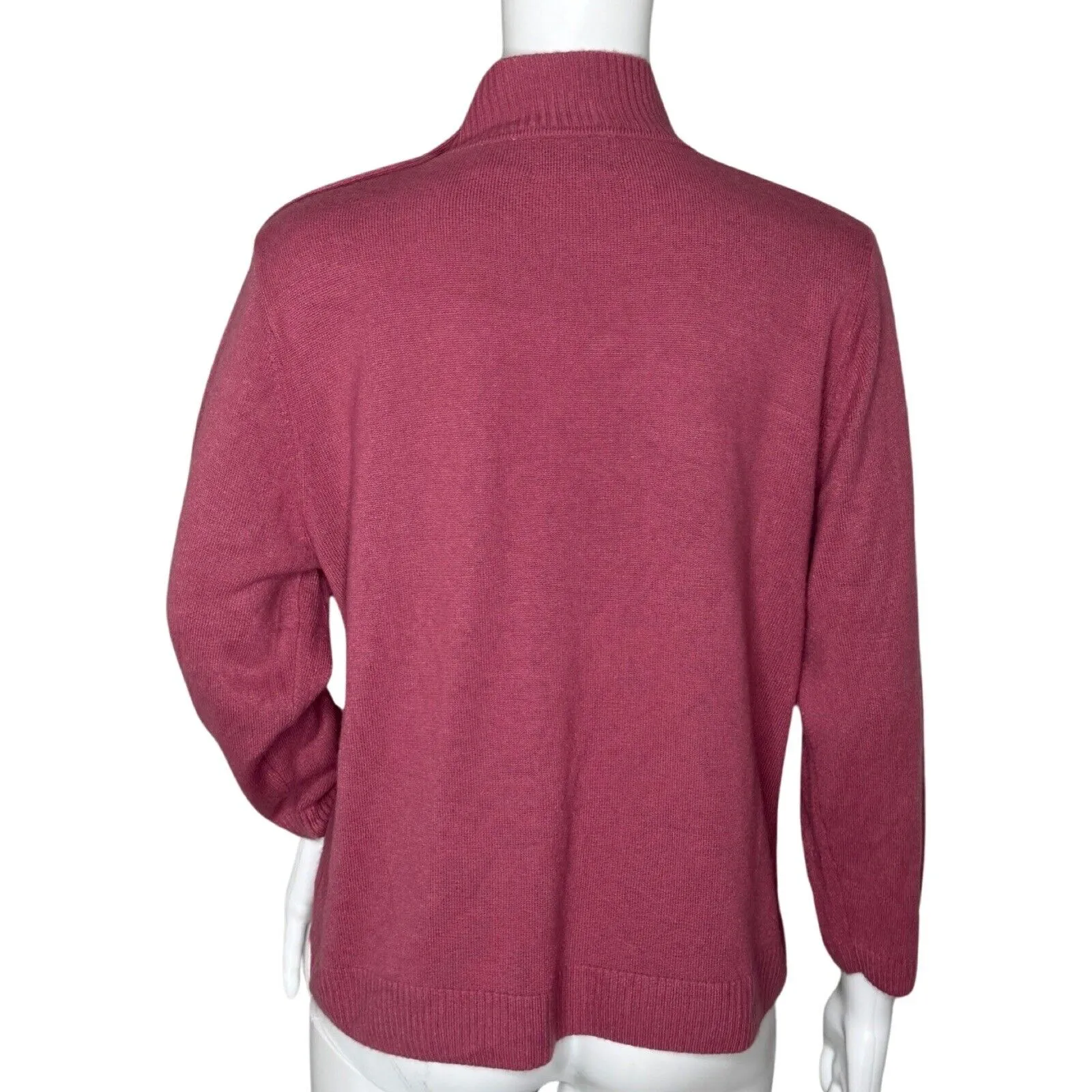 Parisian Sweater Womens Medium Mauve Pink Button Neck Casual Work Office Preppy‎ - Image 4