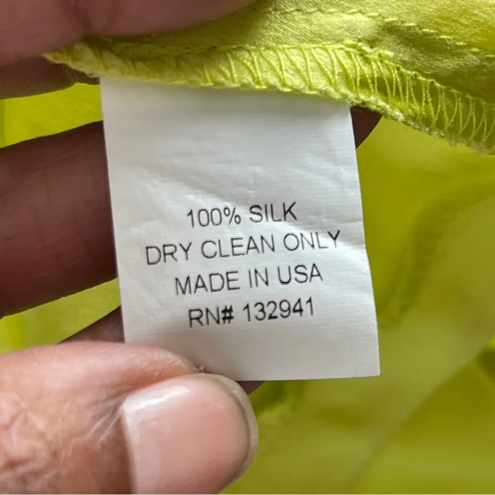 AMANDA UPRICHARD | Lime Green Zipper Back Silk Blouse Sz M - Image 6