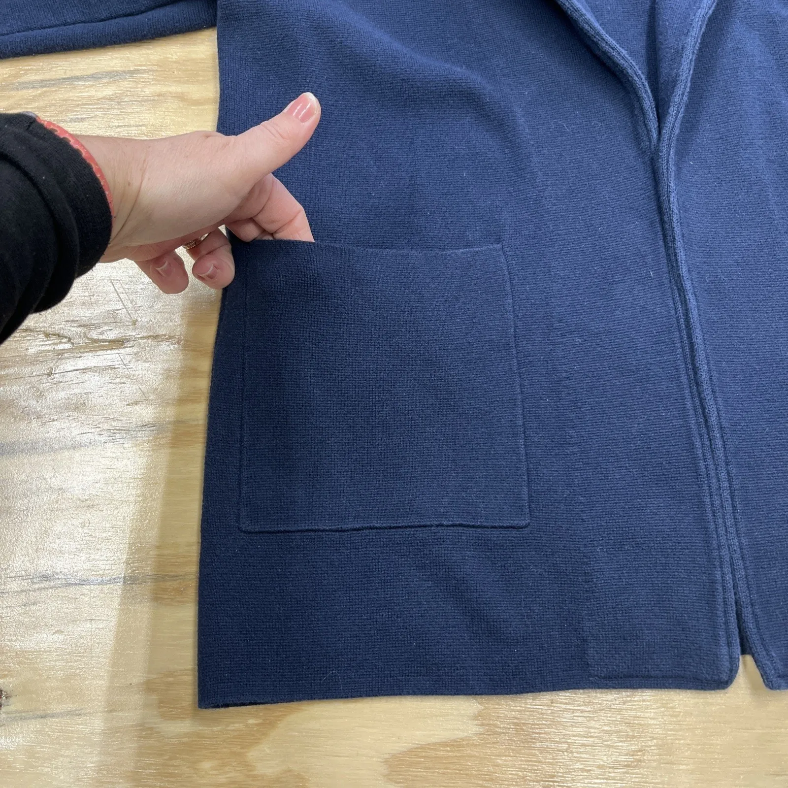 Quince Organic Cotton Knit Open Blazer Navy Blue Womens Small Casual Capsule - Image 6