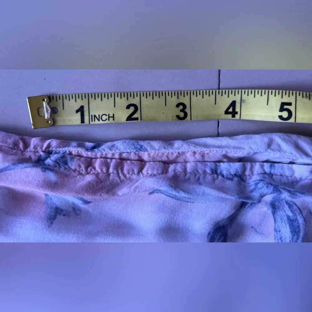 Wide Leg Palazzo Pants Pull On Snake Skin Print Floral M Pockets Elastic Tie Silver Size M - Image 12